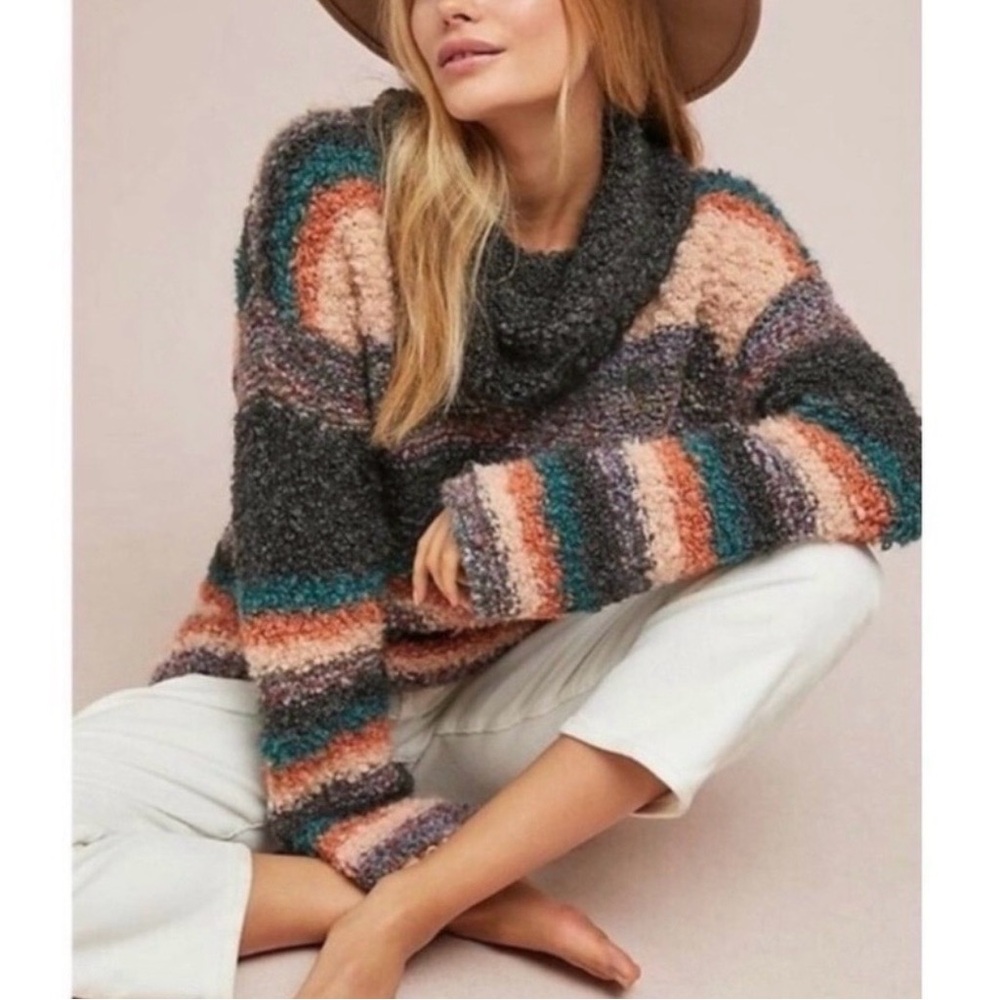 Anthropologie Moth Murray Striped Mohair Cowl Neck Boho Cottagecore Sweater XS
